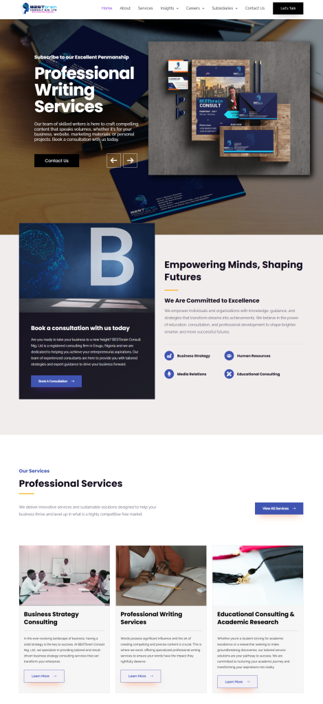 Image of Best Brain Consult Landing Page