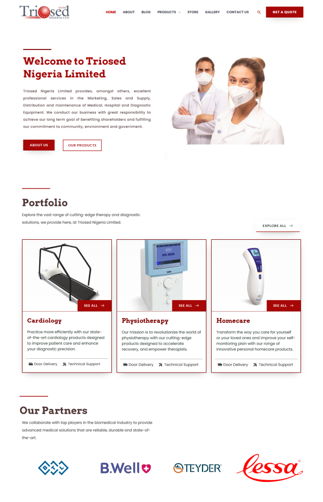 Image of the Triosed Medical Landing Page